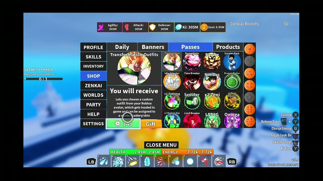 Transformation outfit and festival of forgotten eggs on Dragon ball rage