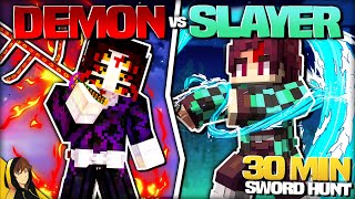 DEMON vs SLAYER in 30 MINUTE SWORD HUNTING RACE!?! | Minecraft