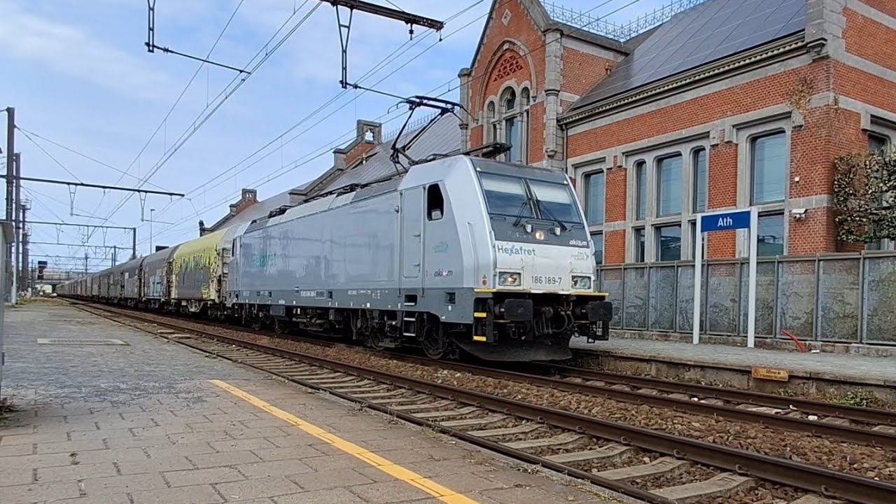 (2025比利時開學大吉) 一列貨運列車駛經比利時Ath火車站🚉