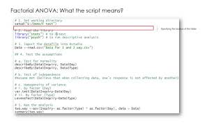 Statistical analysis using Rstudio: Factorial ANOVA