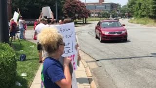 WATCH NOW: Protesters demonstrate in front of Wake Forest Baptist Medical Center
