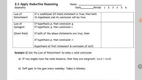 Geometry 2.3 apply deductive reasoning