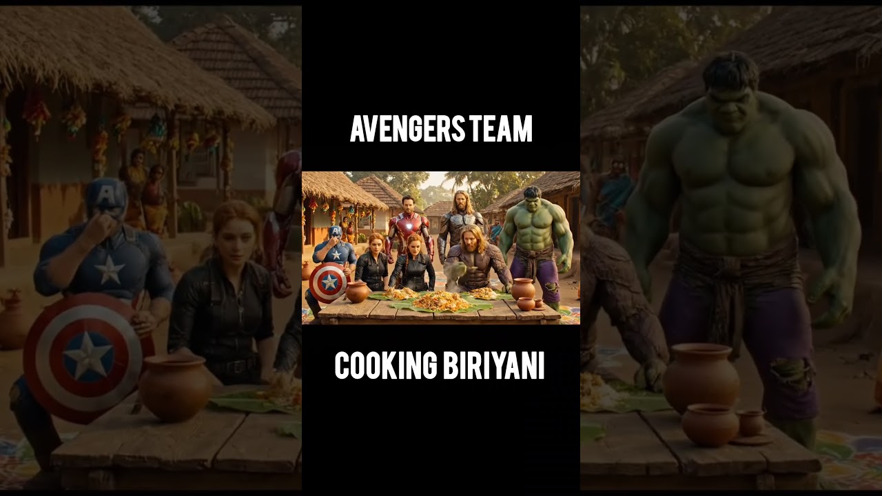 Veo 3 Avengers Team Biriyani 😂 #veo3 #monkeyvlog #veo3 #tamil #spyderman #hulk