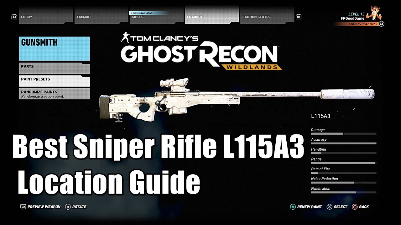 Ghost Recon Wildlands Best Sniper Rifle Gun L115A3 Location YouTube