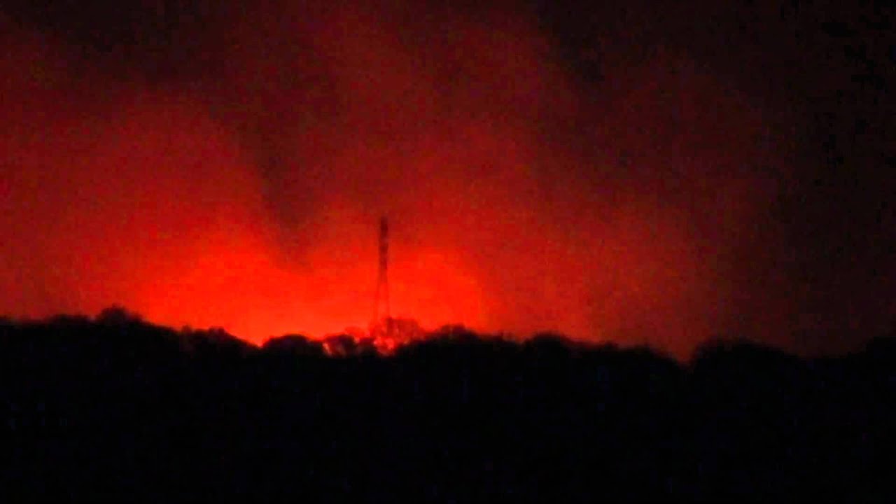 Camp Bowie Fire at Night