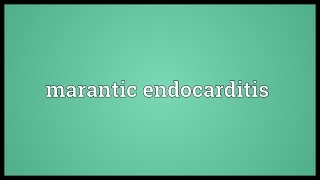 Marantic Endocarditis Meaning