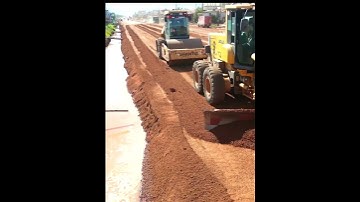 Smooth action of grading trimming for building road in countryside #gradermachine