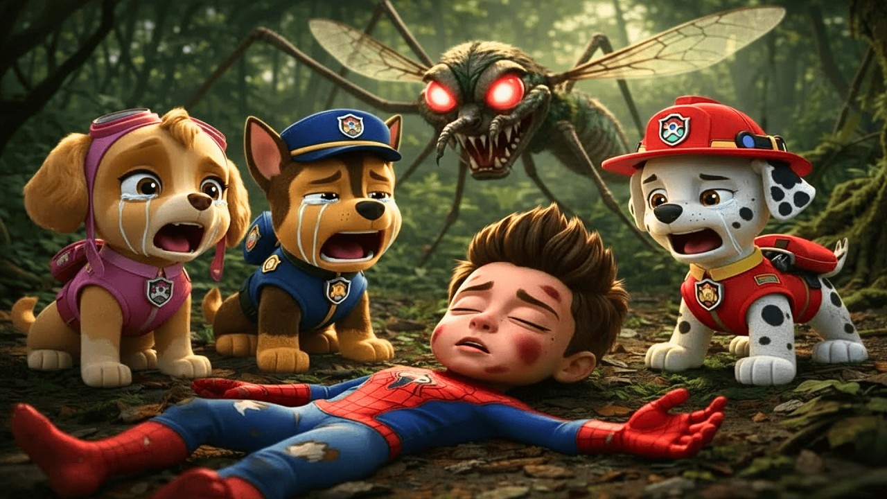 RYDER Spider Attacked by a Giant Mosquito!!! – Please Wake Up! | Paw Patrol 3D Animation | Rainbow 3