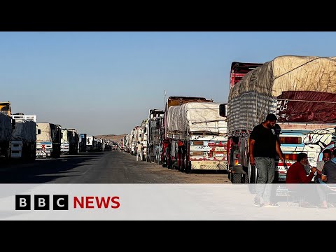 Israeli protesters block aid trucks headed to Gaza from Jordan | BBC News