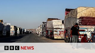 Israeli protesters block aid trucks headed to Gaza from Jordan | BBC News