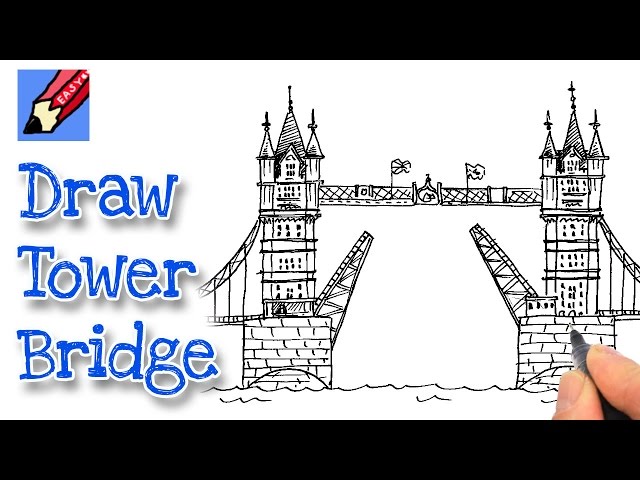 Premium Vector | Tower bridge in london across the river thames color pencil  sketch