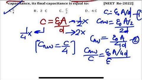 NEET Re:2022 The distance between the two plates of a parallel plate capacitor isdoubled and the ar