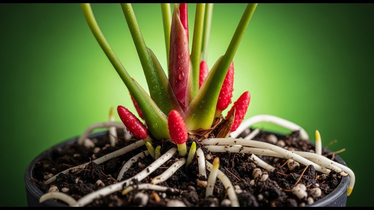 Просто посыпьте сверху! Смотрите видео о 100% росте корней антуриума и круглогодичном цветении.