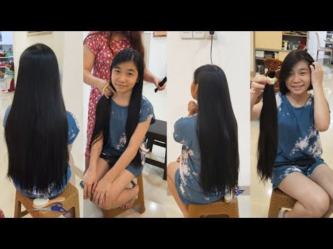 RAMBUT PANJANG INDAH CEWEK CHINDO DI POTONG PENDEK HINGGA BONDOL | BEAUTYFUL CHINESE GIRL CUT SHORT
