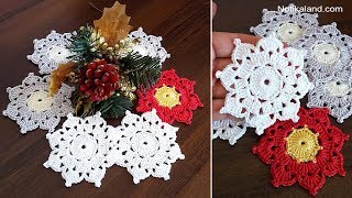 Crochet motif tutorial EASY crochet snowflake ornaments