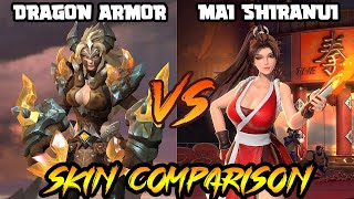 MASHA - MAI SHIRANUI KOF SKIN VS. DRAGON ARMOR DRAGON TAMERS SKIN - MLBB SKIN COMPARISON SERIES