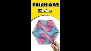Trick art on Paper. How to draw illusion 3D art  step by step. #shorts