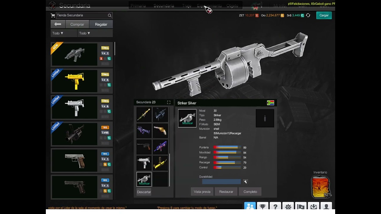 Operation 7 | Cuenta Nivel: 100 - 27 slots Tiene 3500 de cash