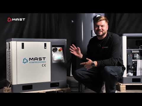 Винтовой компрессор MAST SH-5 Inverter (220В / 380В) — На магнитах (PM Motor) | 3.7 кВт | Тихий, видео 1