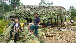 TIMELAPSE: START to FINISH Building Wooden House - BUILD LOG CABIN with many Leaf