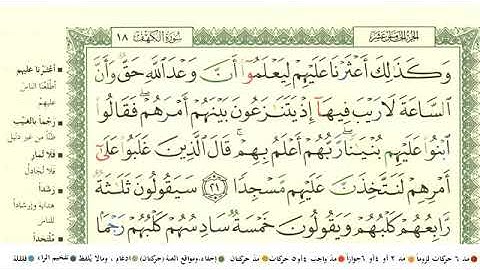 ايمن رشدي سويد سورة الكهف كاملة مكتوبة بالمصحف الملون HD .. سورة 18 - عدد آياتها 110