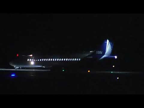 【夜間飛行･着陸】トキエア就航初日 2往復終えて新潟空港着陸 2024年1月31日午後6時過ぎ撮影