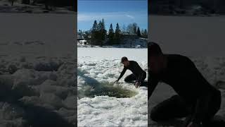 Swimming under the ice GONE WRONG 🥶 😱 #shorts #trendingshorts