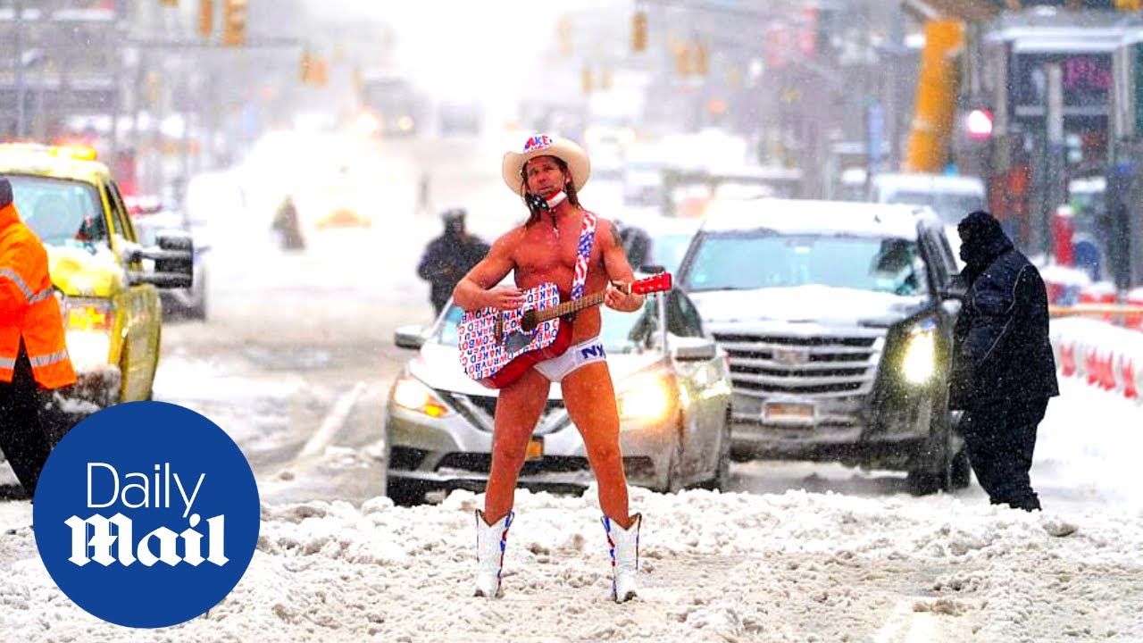 'Naked Cowboy' performs in Times Square after snow storm in New York YouTube 'Naked Cowboy' performs in Times Square after snow storm in New York YouTube