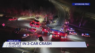 3 hospitalized in 3-car crash in Montgomery County