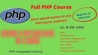 Famous PHP complete tutorial in Malayalam|3 hours Net Worth