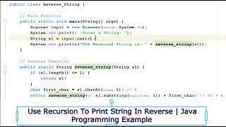 Use Recursion To Print String In Reverse | Java Programming Example