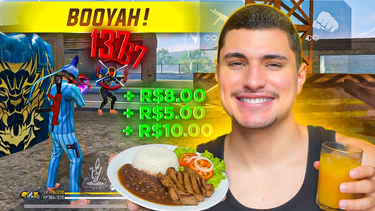 JOGANDO APOSTADO ATÉ PAGAR O ALMOÇO! FREE FIRE MOBILE