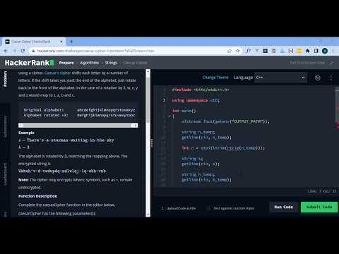 HackerRank : Caesar Cipher