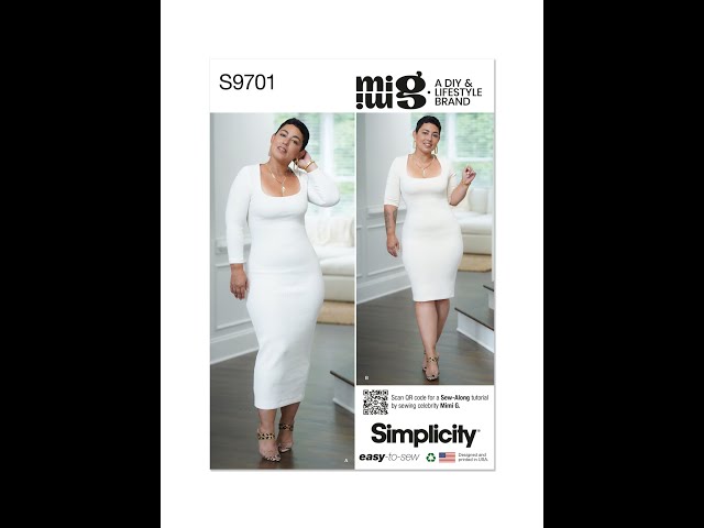 simplicity bodycon dress pattern S9701 by MimiG (PATTERN REVIEW) Color:Dark Navy lavander Macy Gingham Mini Dress