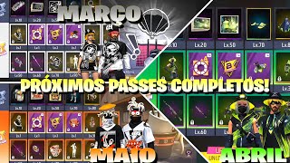 TODOS OS PRÓXIMOS PASSES BOOYAH FREE FIRE COMPLETOS DE MARÇO, ABRIL E MAIO! CONFIRA AS RECOMPENSAS!