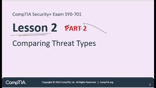 CompTIA Security + Part 2 Module 2 Comparing Threat Types Profile