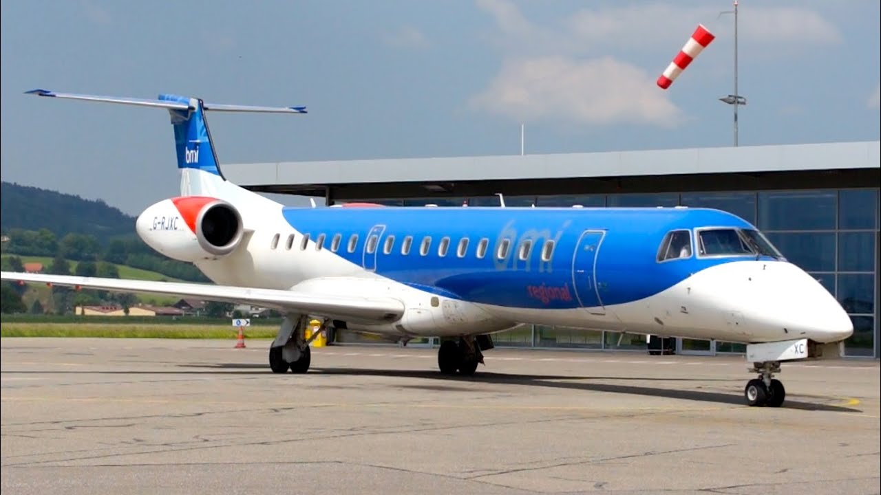BMI Embraer ERJ-145 Landing at Bern - YouTube