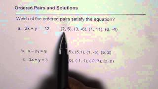 Multiple Choice Question on Ordered Pair as Solution of Equation