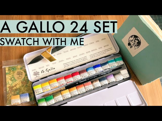 A Gallo Handmade Watercolors 24 set + Lapis Lazuli and Gold | Swatch With Me