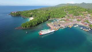 Pelabuhan Padangbai from the air. Drone footage.