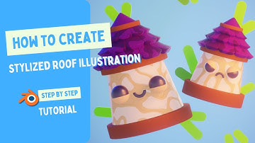 How to model Stylized Roof Doodle Illustration in Blender - Realtime - Tutorial