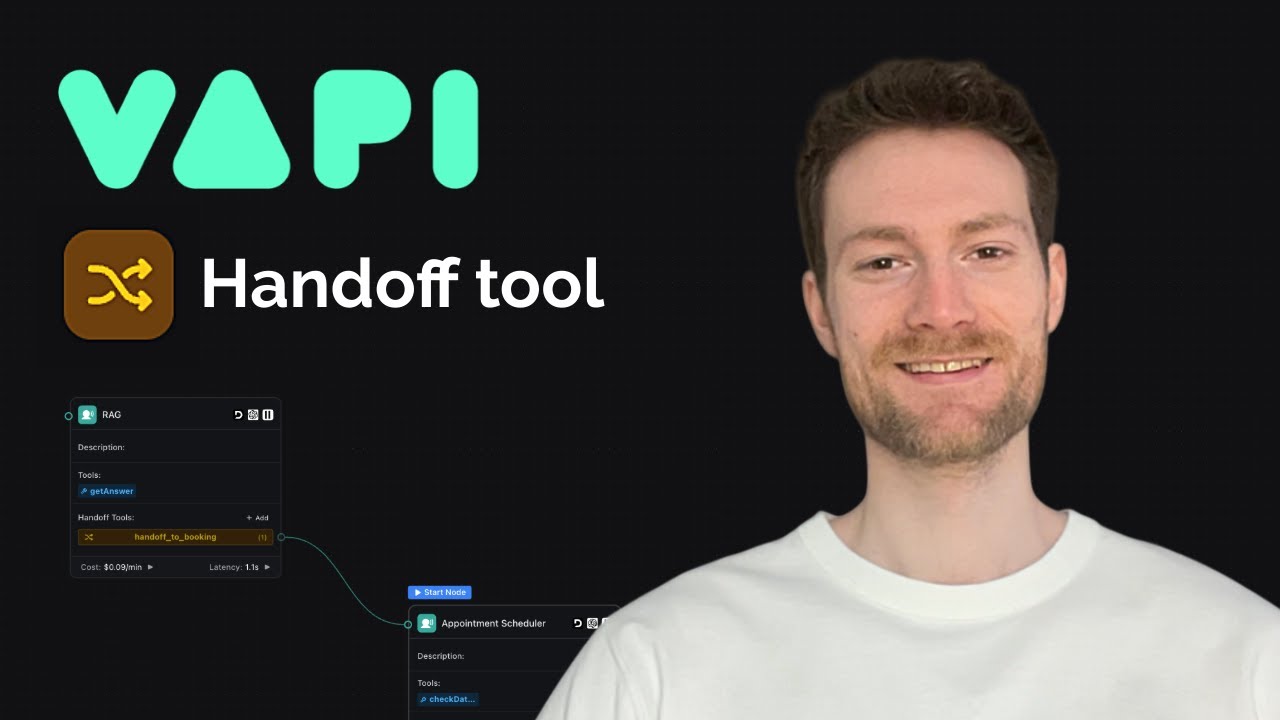 Vapi handoff tool interface showing agent transfer configuration
