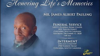 Mr. James Albert Pauling- December 12, 2020- Leevy's Funeral Home Live Stream