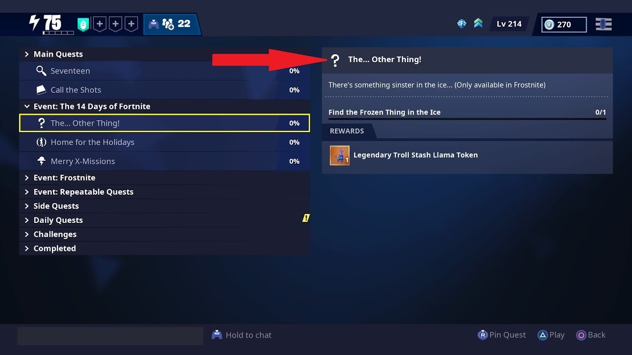 The other thing! QUEST FORTNITE STW (Find the frozen thing ...