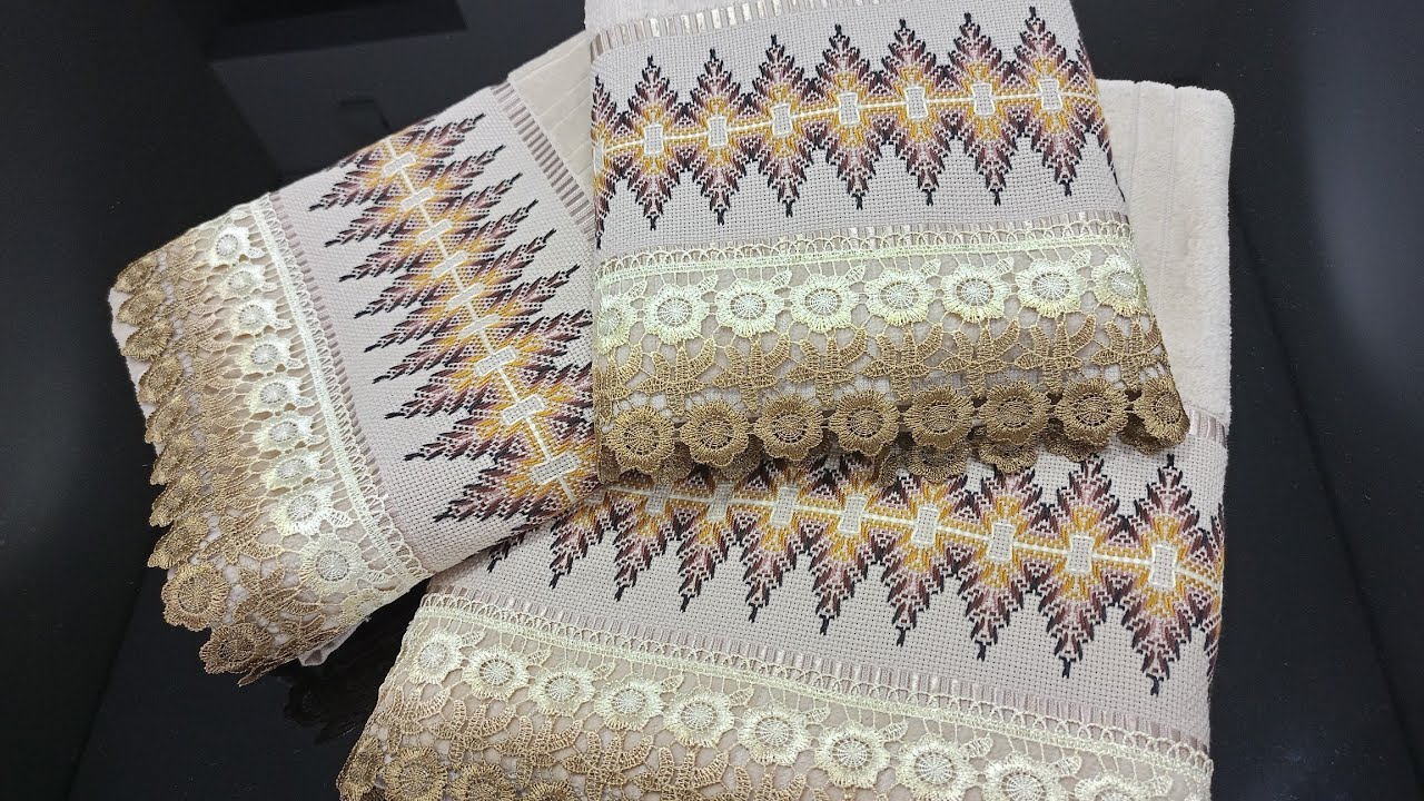 #257 Toalha bordada Vagonite Tradicional super fácil, cores lindas #passoapasso #day