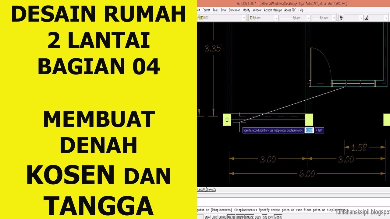 Belajar desain rumah  2 lantai dengan AutoCAD  pemula  bagian 