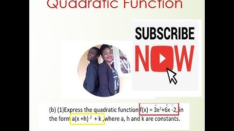 Quadratic Function- Jan. 2015 CXC Maths  Past Paper 2 Question 9 ( b) (i)|Learningwiththepassleys|