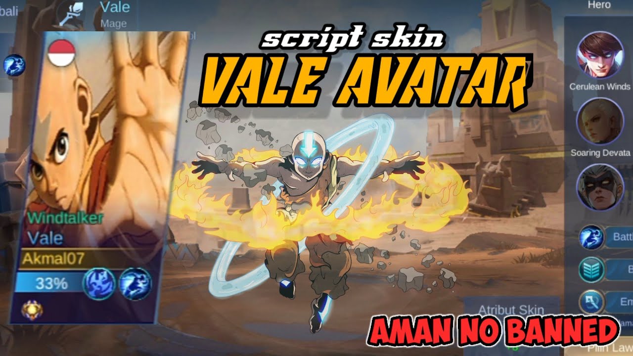 SCRIPT SKIN ANIME MOBILE LEGENDS | VALE X AVATAR AANG | SCRIPT MLBB ...