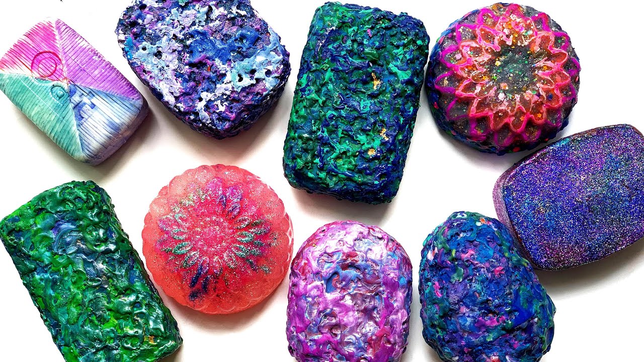 Crayon Soaps + Glittery Glycerin Set | Soap Cutting ASMR | Satisfying Sounds