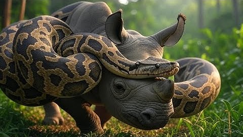 Brave Heroes Rescue Rhino From Giant Python Attack | Epic Wildlife Rescue#WildlifeRescue#RhinoRescue